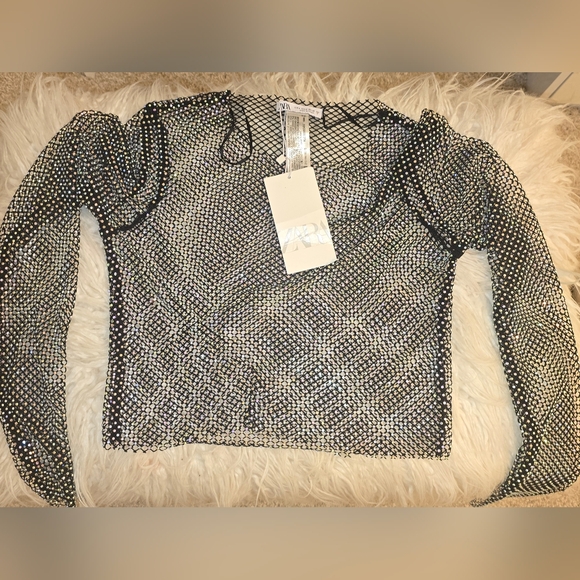 ZARA   Rhinestone Cropped Top - Picture 3 of 5